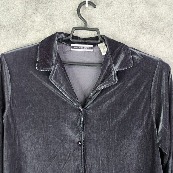 Womens Vintage Velvet Amanda Smith Shirt Button-Up Stretch Long Sleeve Size XL - Picture 5 of 12